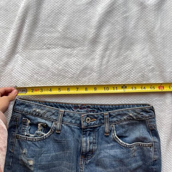 VINTAGE HINT JEANS DISTRESSED DENIM MAXI SKIRT - Picture 6 of 7